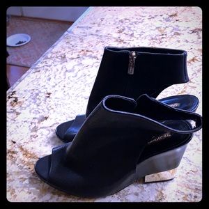 Black open toe boot sandal shoe